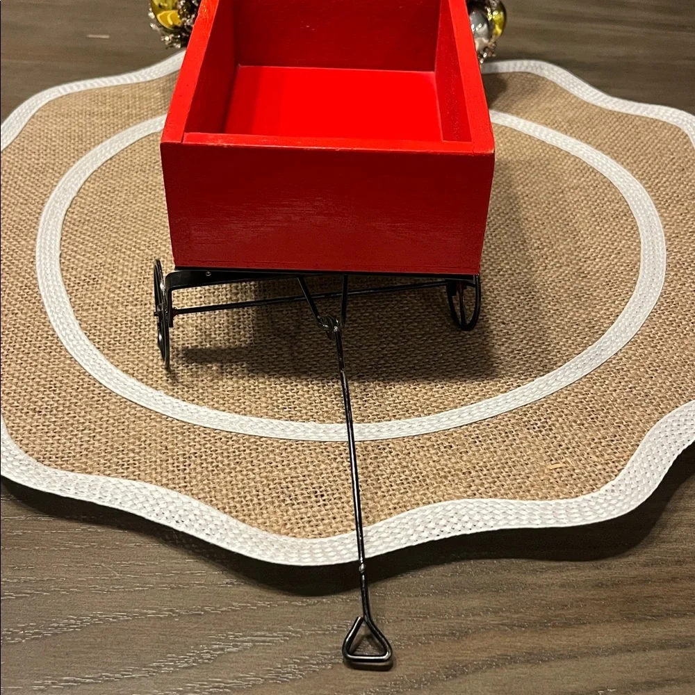 Vintage Wood & Metal NOEL Red Wagon Miniature